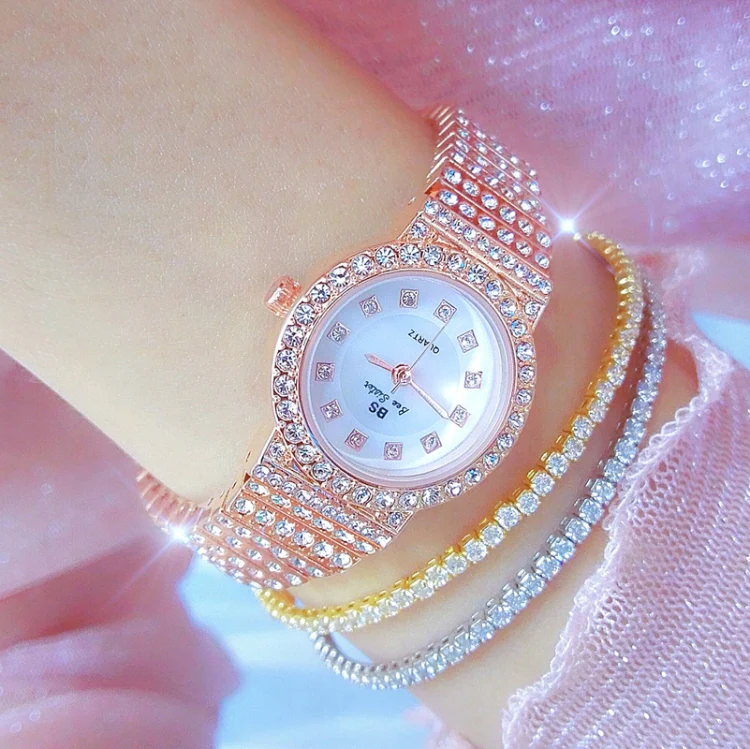 BS Bee Sister FA1101 Women Chain Watch Starry Diamonds Wrist watch(Rose Gold Scale Surface) - Image 6