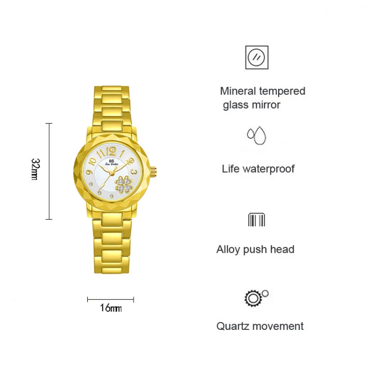 BS Bee Sister FA1481 Flower Embellished Ladies Alloy Watch Wrist Watches(Rose Gold) - Image 3