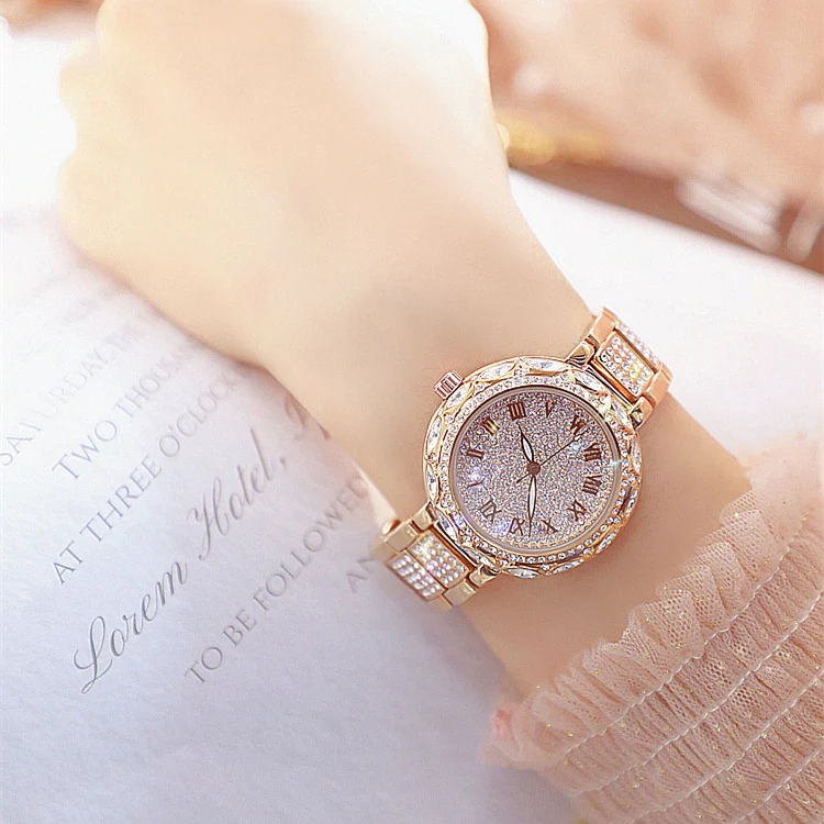 BS Bee Sister  FA1499 Ladies Diamond Watch Jewelry Chain Watch(Rose Gold) - Image 6