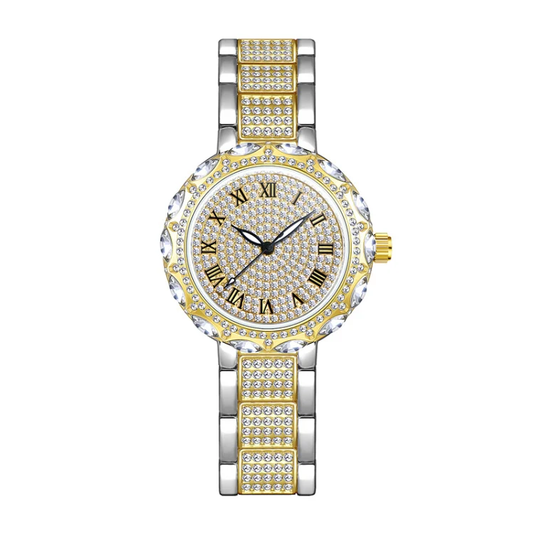 BS Bee Sister FA1499 Ladies Diamond Watch Jewelry Chain Watch(Silver Golden)