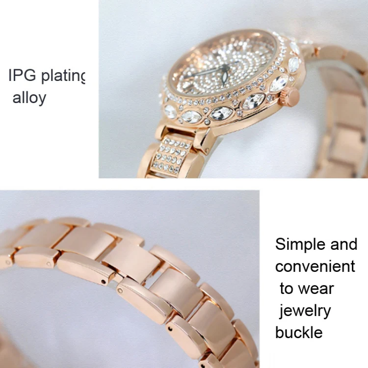 BS Bee Sister FA1499 Ladies Diamond Watch Jewelry Chain Watch(Silver Golden) - Image 4