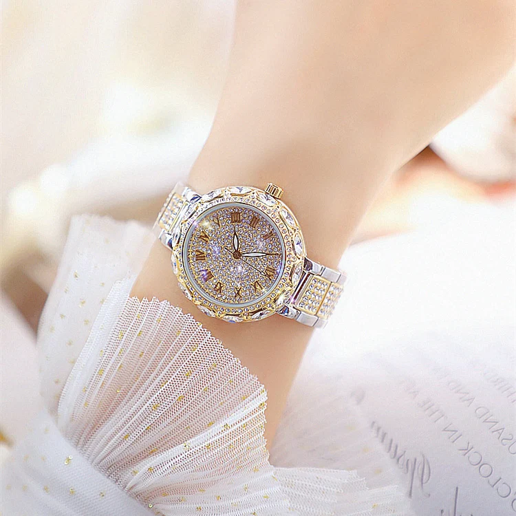 BS Bee Sister FA1499 Ladies Diamond Watch Jewelry Chain Watch(Silver Golden) - Image 6