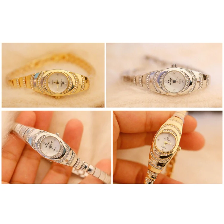 BS Bee Sister  FA1540  Ladies Oval Small Chain Watch with Diamonds(Gold) - Image 5