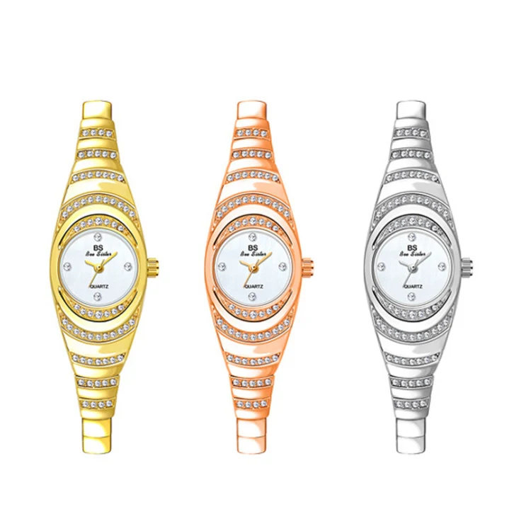 BS Bee Sister  FA1540  Ladies Oval Small Chain Watch with Diamonds(Silver) - Image 2