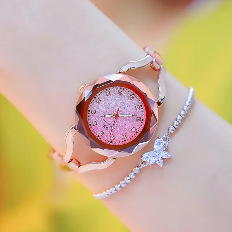 BS Bee Sister  FA1565  Aurora Star Diamond Ladies Chain Watch(Rose Gold)