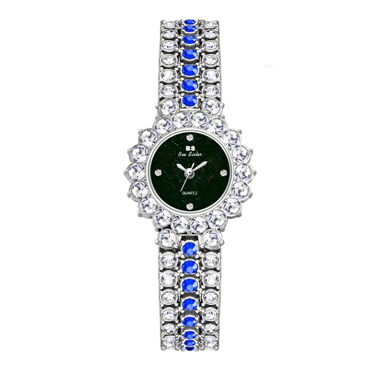 BS Bee Sister FA1580 Sparkling Full Diamond Watch Temperament Women Chain Watch(Golden Green) - Image 4