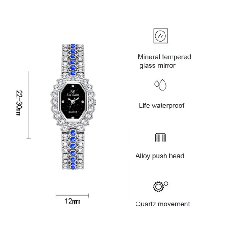 BS Bee Sister FA1581 Niche Glitter Full Diamond Women Watch(Golden Green) - Image 4