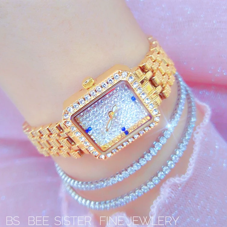 BS Bee Sister FA1597 Ladies Alloy Watch Diamond Watch(Gold) - Image 2