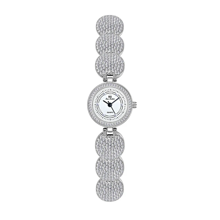 BS Bee Sister FA1606 Diamond Inlaid Ladies Watch Jewelry Chain Watch(Silver)
