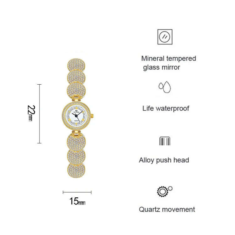 BS Bee Sister FA1606 Diamond Inlaid Ladies Watch Jewelry Chain Watch(Silver) - Image 3