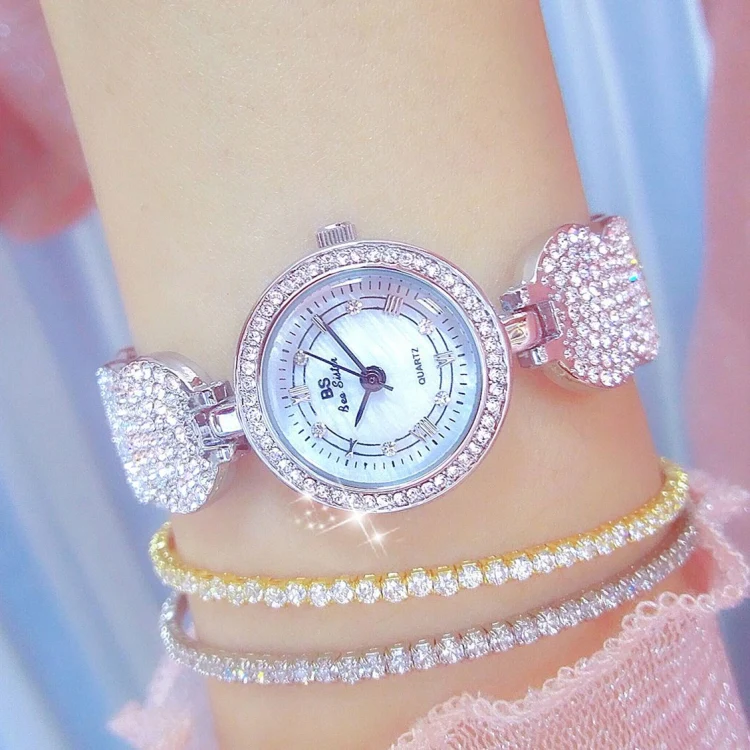 BS Bee Sister FA1606 Diamond Inlaid Ladies Watch Jewelry Chain Watch(Silver) - Image 5