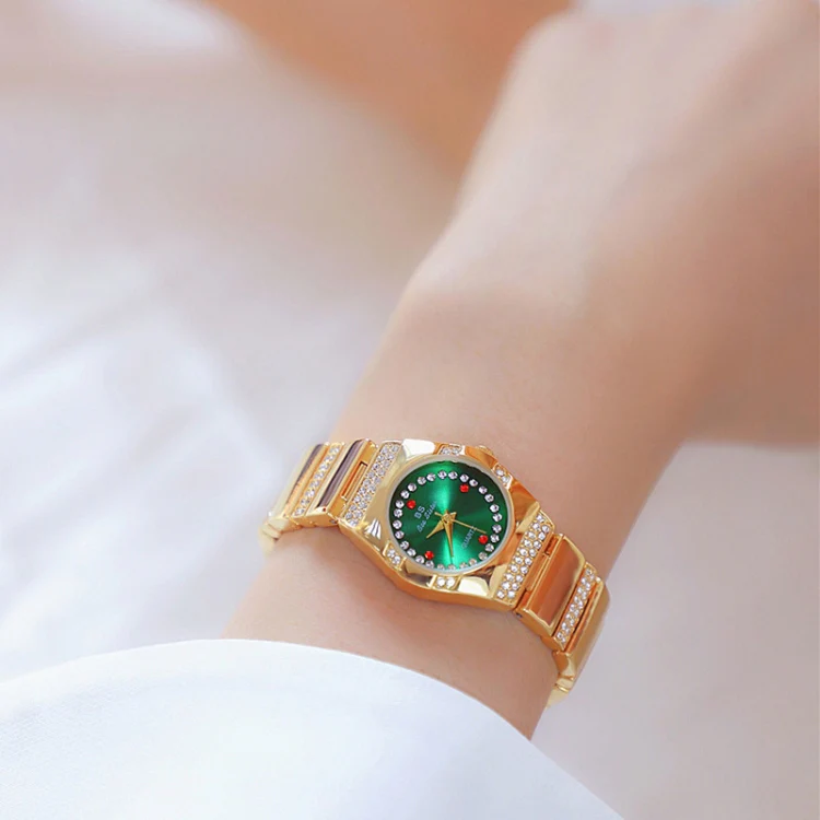 BS Bee Sister  FA1647 Classic Ladies Watch Diamond Wrist Watch(Golden Green)