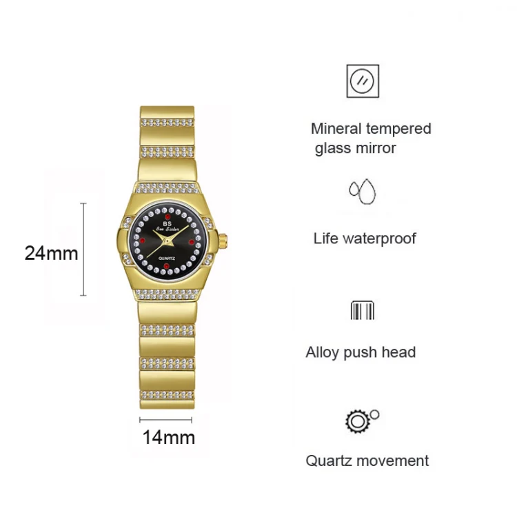 BS Bee Sister  FA1647 Classic Ladies Watch Diamond Wrist Watch(Golden Green) - Image 3