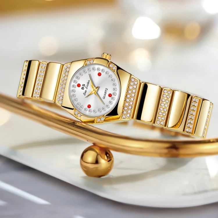 BS Bee Sister  FA1647 Classic Ladies Watch Diamond Wrist Watch(Golden Green) - Image 5