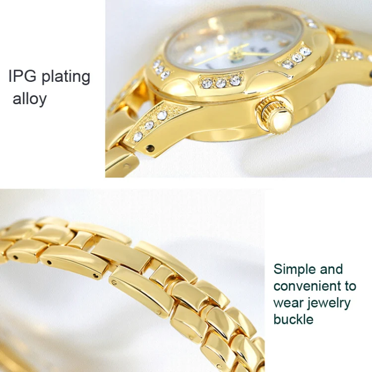 BS Bee Sister FA1679 Ladies Diamond Chain Watch Cute Small Round Watch With Calendar(Gold) - Image 6