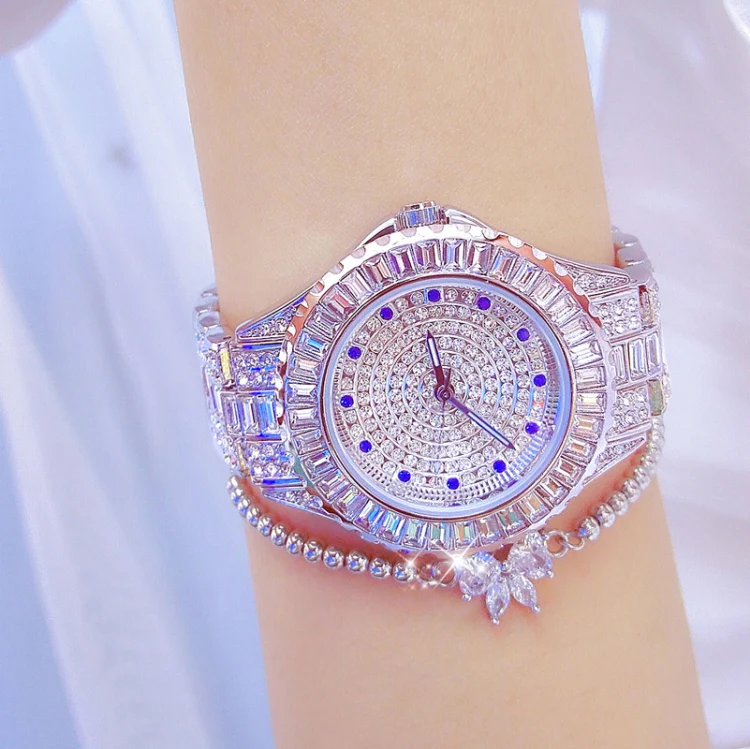 BS Bee Sister FA1686 Diamond Inlaid Ladies Watch Jewelry Chain Watch(Silver) - Image 6