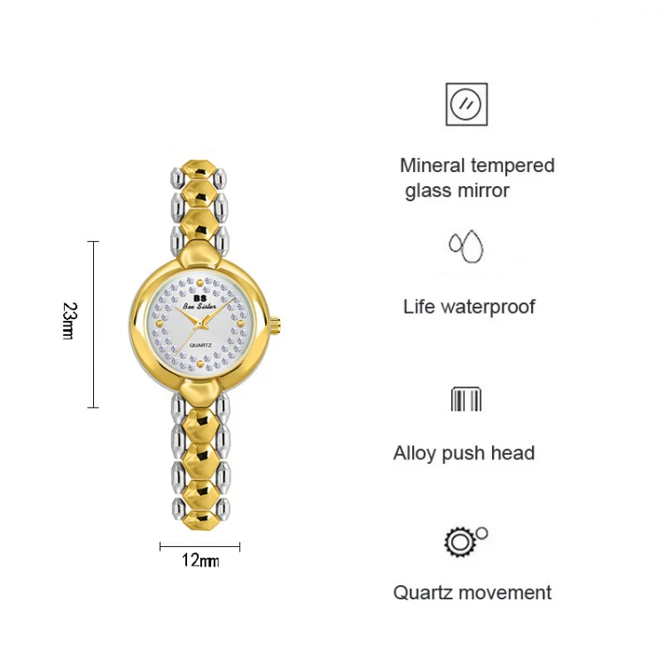 BS Bee Sister FA1691  Ladies Diamond Watch Jewelry Chain Watch(Gold) - Image 3