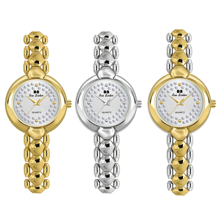 BS Bee Sister FA1691  Ladies Diamond Watch Jewelry Chain Watch(Golden Silver) - Image 2