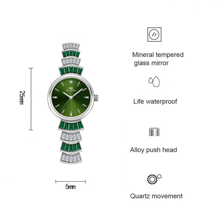 BS Bee Sister  FA1700 Diamond Inlaid Ladies Watch Symphony Wrist Watch(Golden Green) - Image 3
