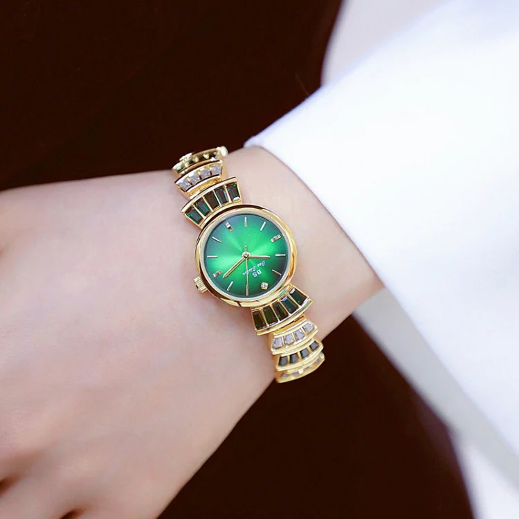 BS Bee Sister  FA1700 Diamond Inlaid Ladies Watch Symphony Wrist Watch(Golden Green) - Image 6