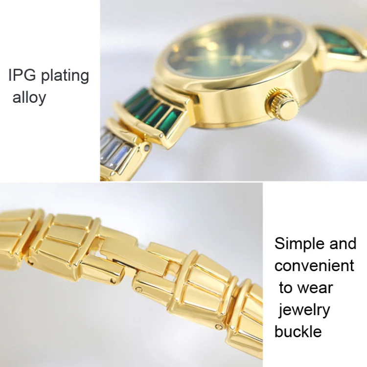 BS Bee Sister  FA1700 Diamond Inlaid Ladies Watch Symphony Wrist Watch(Silver Green) - Image 4