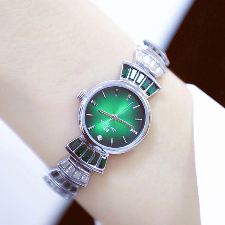 BS Bee Sister  FA1700 Diamond Inlaid Ladies Watch Symphony Wrist Watch(Silver Green) - Image 6