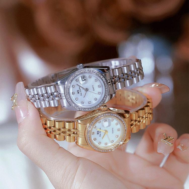 BS Bee Sister FA1787 Women Steel Band Dress Watch Rhinestone Bezel Analog Wristwatch with Date Calendar(Silver) - Image 6