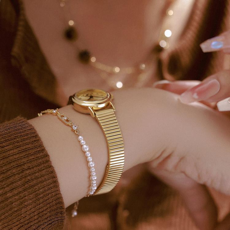 BS Bee Sister FA1870 Womens Vintage Small Round Watch With Bamboo Style Expansion Band & Small Seconds Dial(Retro Gold) - Image 5
