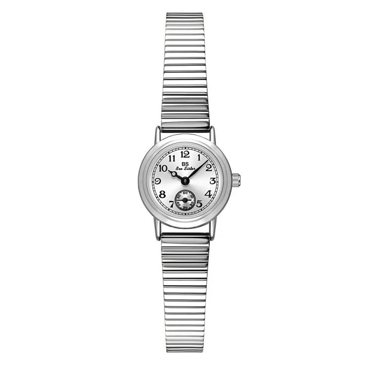 BS Bee Sister FA1870 Womens Vintage Small Round Watch With Bamboo Style Expansion Band & Small Seconds Dial(Silver)