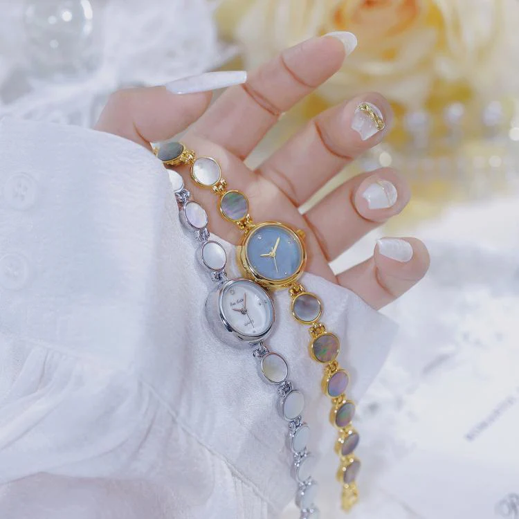 BS Bee Sister FA1873 Women Round Bracelet Watch Vintage Mother of Pearl Style Analog Quartz Dress Wristwatch(Black Gold) - Image 4