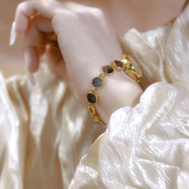 BS Bee Sister FA1873 Women Round Bracelet Watch Vintage Mother of Pearl Style Analog Quartz Dress Wristwatch(Black Gold) - Image 8