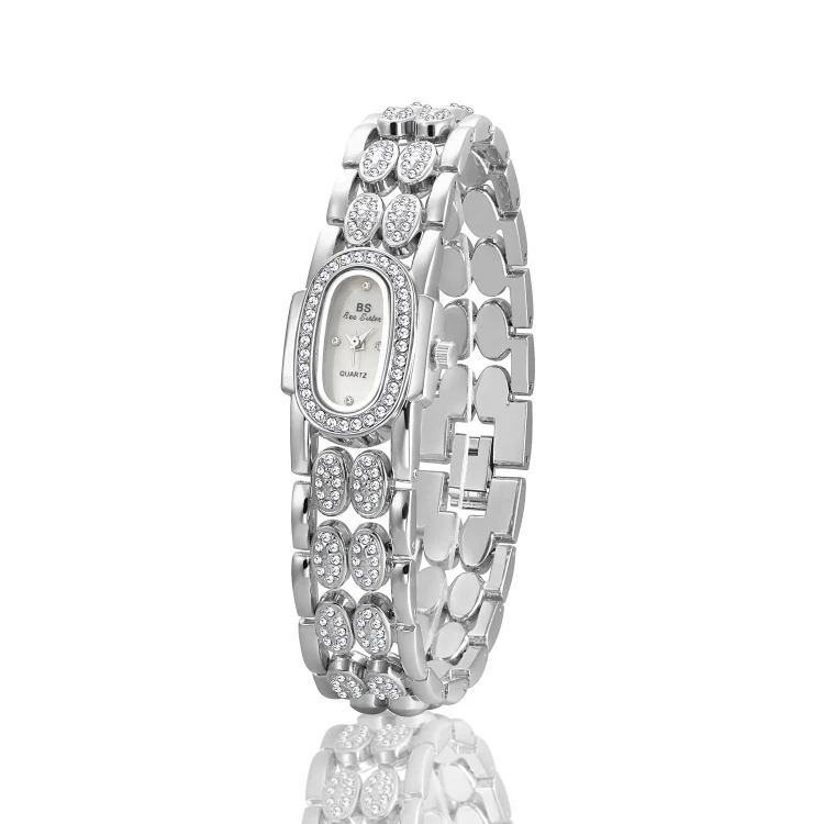 BS Bee Sister Stainless Steel Ladies Bracelet Watch Diamond Wristwatch(Classic Silver)