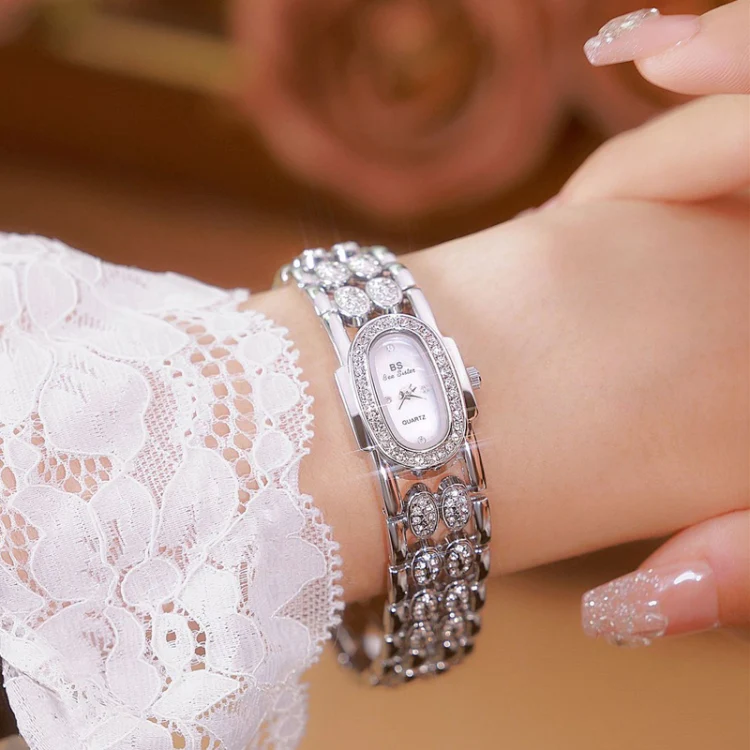 BS Bee Sister Stainless Steel Ladies Bracelet Watch Diamond Wristwatch(Classic Silver) - Image 2