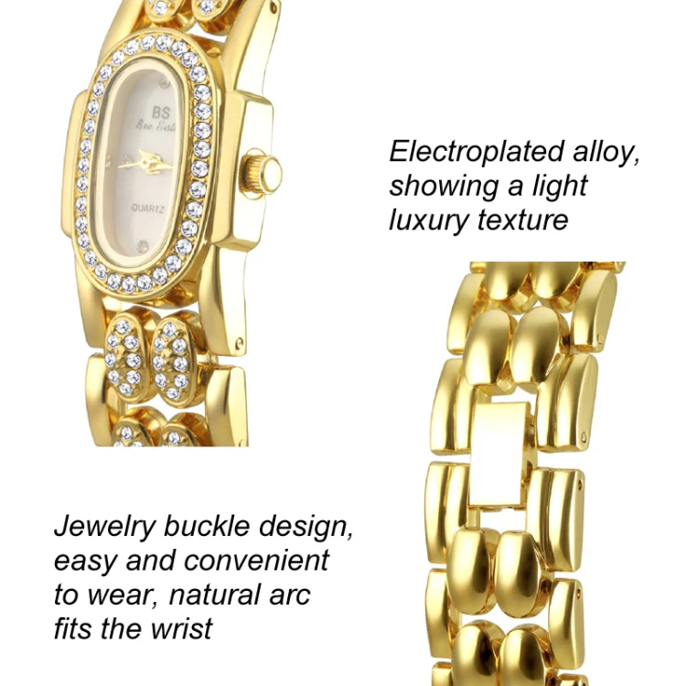 BS Bee Sister Stainless Steel Ladies Bracelet Watch Diamond Wristwatch(Golden Silver) - Image 7
