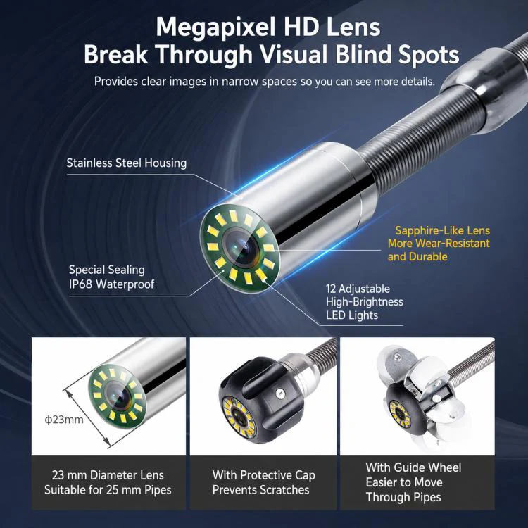 BS70F Industrial Pipeline Endoscope Sewer Pipe Wall Inspection Detector Waterproof HD Camera, Length: 50m - Image 3
