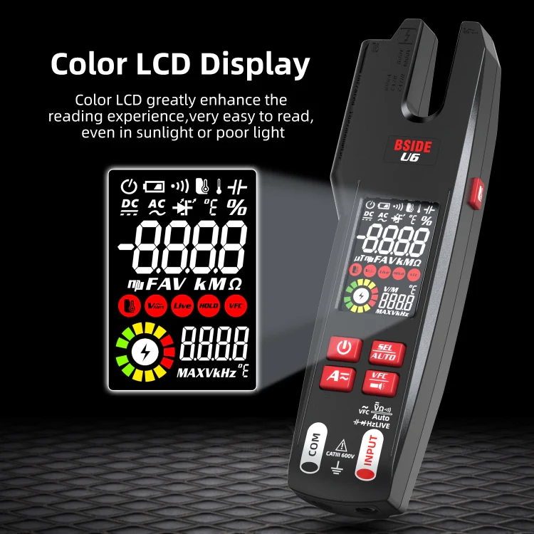 BSIDE U6 AC/DC Clamp-on Infrared Temperature Measurement Multimeter - Image 5