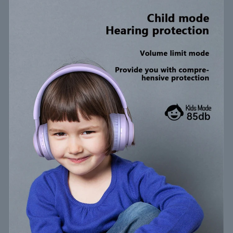 BT06C+ Children Head-mounted Cute Wireless Bluetooth Headset with Microphone & LED Light(Pink) - Image 5