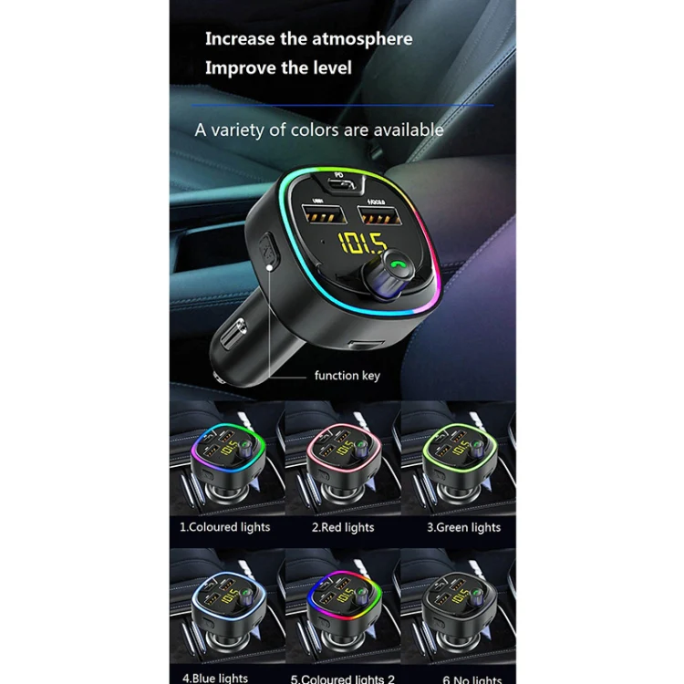 BT08D FM Transmitter Hands-free Car Kit MP3 Audio Player with QC3.0 + PD18W 5A Auto Fast Charger FM Modulator - Image 8