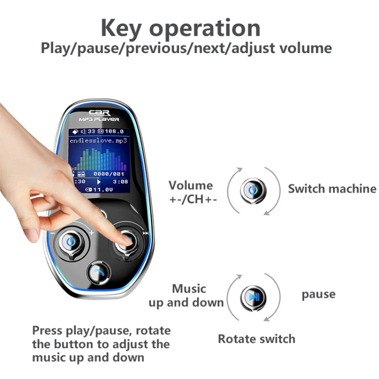 BT29 Color Screen Car Multi-functional Mp3 Player Multi-language Aux Out Card Bluetooth Adapter - Image 5