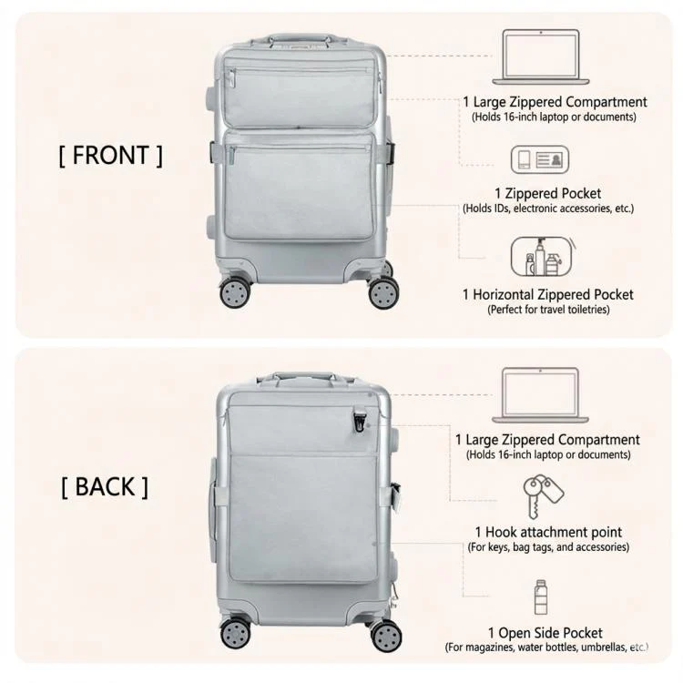 BUBM Luggage Attachment Organizer Bag Multifunctional Travel Bag External Laptop Sleeve for 16 inch Notebook(Gray) - Image 4