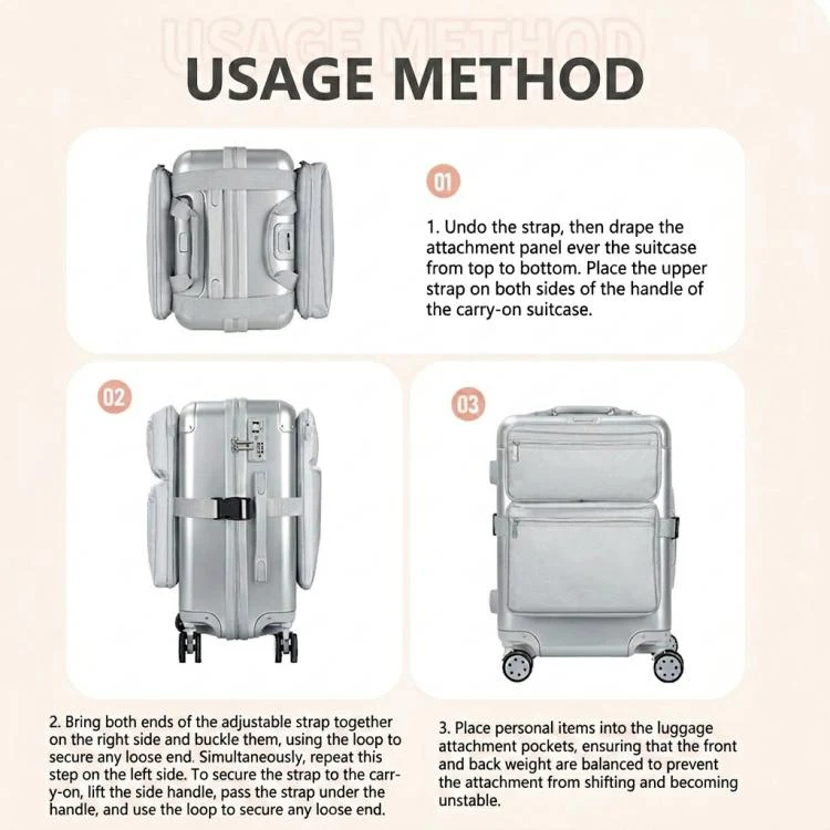 BUBM Luggage Attachment Organizer Bag Multifunctional Travel Bag External Laptop Sleeve for 16 inch Notebook(Gray) - Image 7