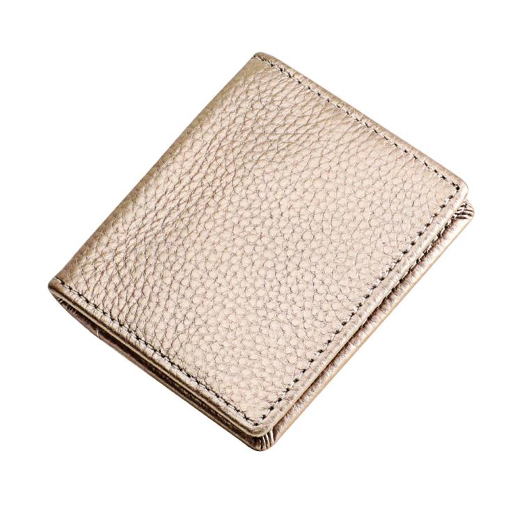 Buckle Storage Top-grain Cowhide Coin Purse(Champagne)