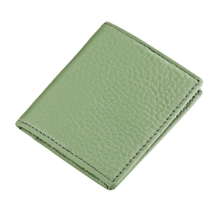 Buckle Storage Top-grain Cowhide Coin Purse(Light Green)
