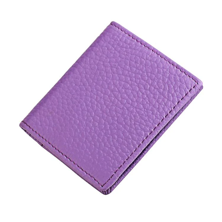 Buckle Storage Top-grain Cowhide Coin Purse(Light Purple)