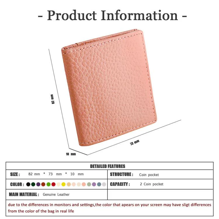 Buckle Storage Top-grain Cowhide Coin Purse(Pink) - Image 4