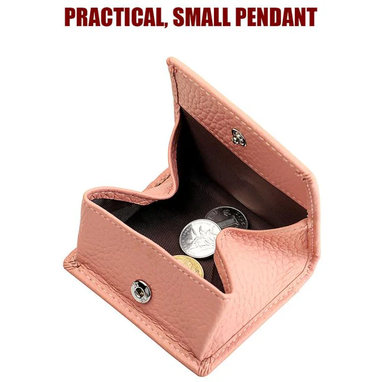 Buckle Storage Top-grain Cowhide Coin Purse(Pink) - Image 5