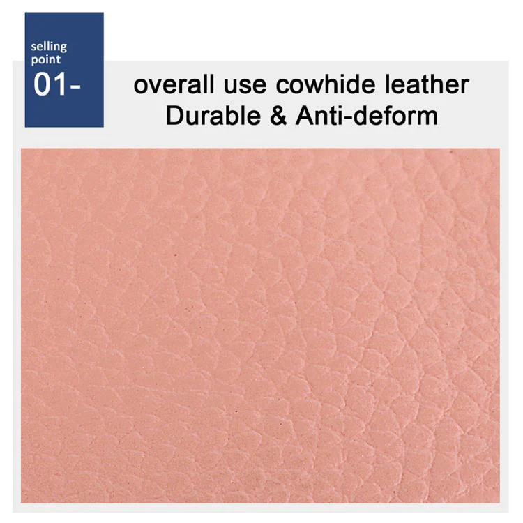 Buckle Storage Top-grain Cowhide Coin Purse(Pink) - Image 7