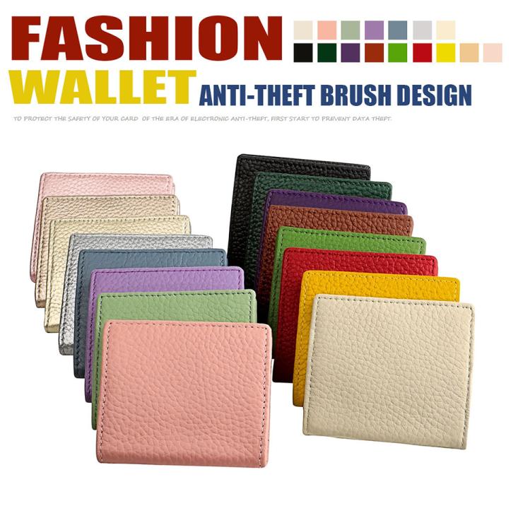 Buckle Storage Top-grain Cowhide Coin Purse(Silver) - Image 2