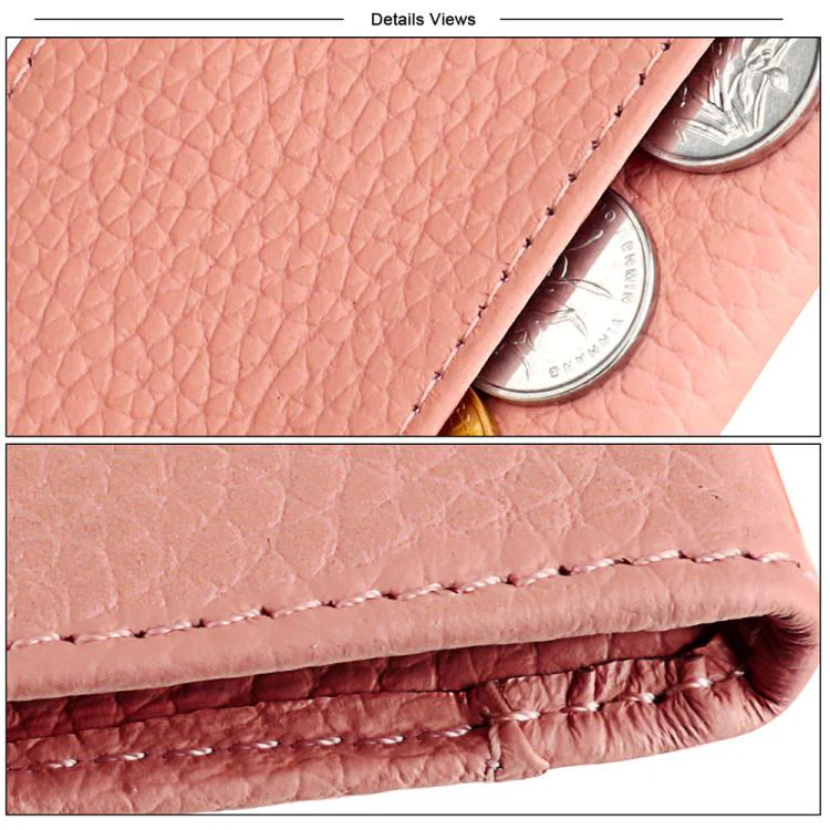 Buckle Storage Top-grain Cowhide Coin Purse(Silver) - Image 9