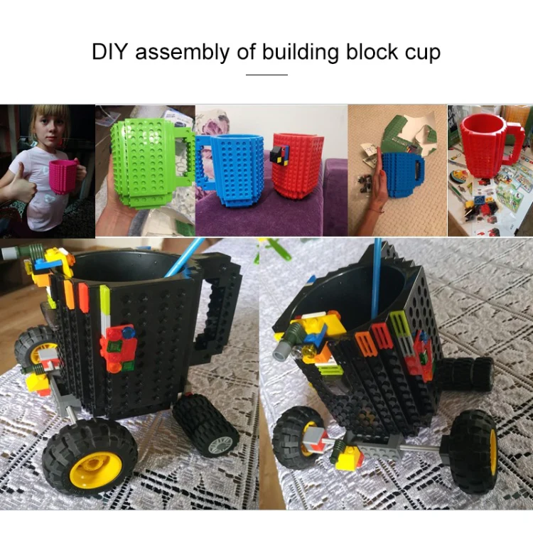 Building Blocks Design Creative Milk Mug Coffee Cup Build-on Brick Drinking Water Holder, Value:301-400ml(Black) - Image 11